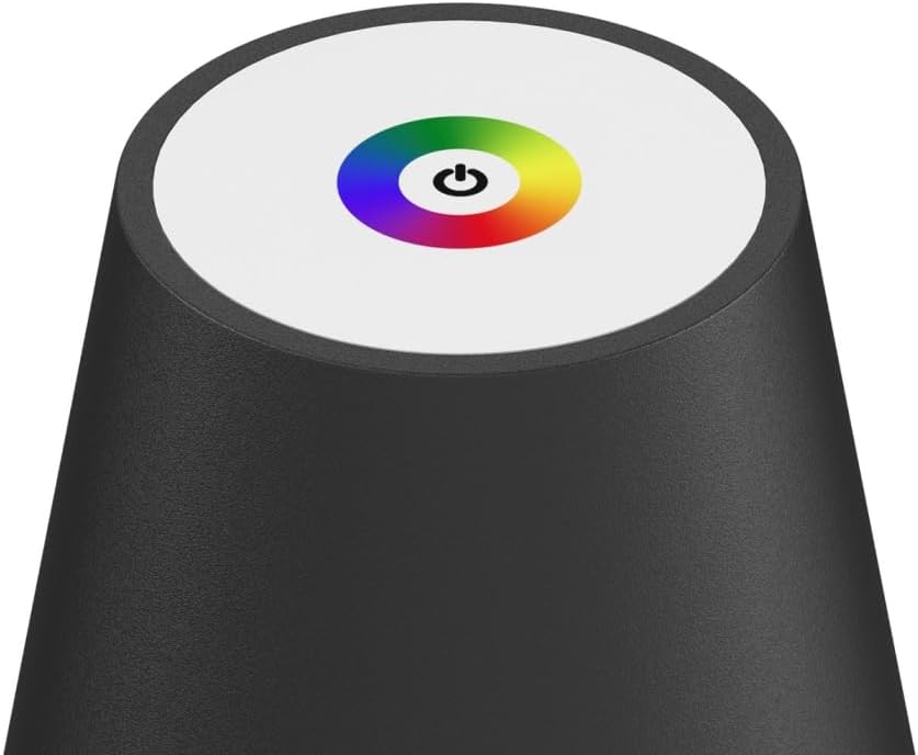 Paquete de 2 lámparas de mesa LED inalámbricas con RGB y atenuación continua, batería recargable, lámpara de escritorio de 3 W 5500 mAh, funciona