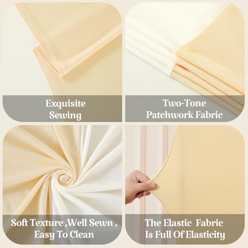 Image of 7.2FT 6FT Arch Backdrop Cover for Wedding, Set of 2 Stretchy Spandex Fitted Arch Stand Cover for Baby Shower, Birthday Party Decor, Chiara Backdrop Cover with Double-Sided Design(Ivory,Champagne)