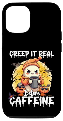 Cute Ghost Coffee Halloween Creep It Real Before Caffeine X}zP[X iPhone 12/12 Pro p
