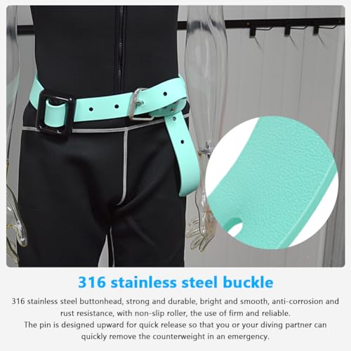 Gaderth Adjustable Silicone Dive Weight Belt, Diving Weight Belt with 8 Adjustable Holes, Silicone Belt for Freediving, Spearfishing, Quick-Release Ensures Safety Black - Thumbnail 3