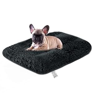 Dog Bed Crate Mattress – 24 Inch Fluffy Anti Anxiety Calming Pet Bed cushion – Washable Soft Plush Comfy Puppy Beds Padded Cat Mat Non Slip Bottom for Small Dogs Pet, Dark Grey
