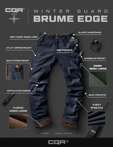 Image of CQR Men's Winter Fleece Lined Pants, Water-Resistant Outdoor Stretch Work Pants, Windproof Casual Pants with Pockets