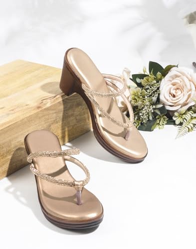 Image of TRYME Gorgeous Wedge Slip On Sandal Embellished Rhinestones Strap Platform Party Heels For Womens & Girls