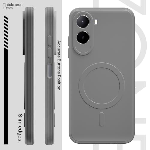 Image of Outlouders Back Cover for Redmi A7 Pro /Poco C85x 5G | Soft Matte Silicone | Slim Fit | Magnetic-Safe Logo Design (Magnetic-Safe Not Compatible) | Shockproof | Camera Protection Bumper Case (Grey)