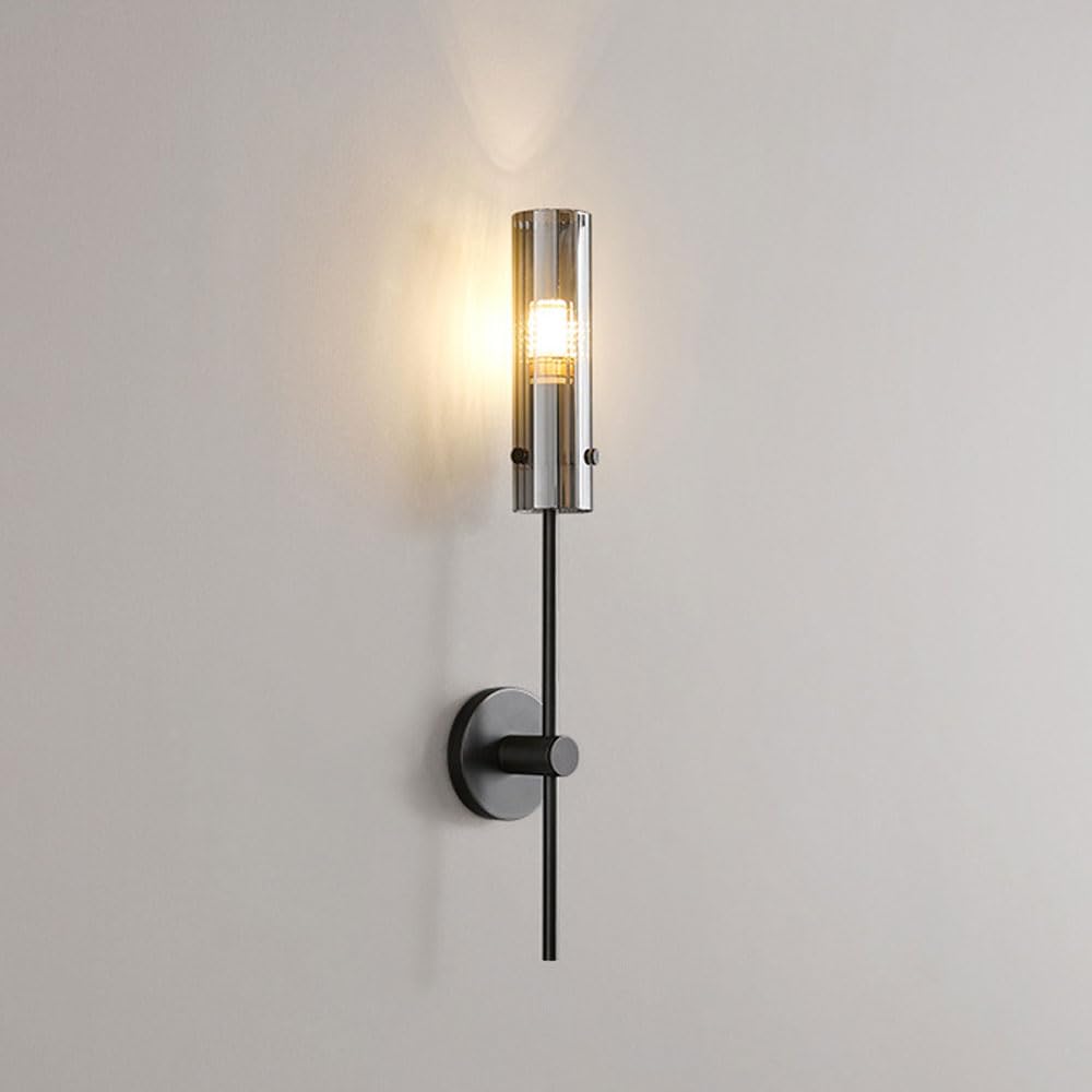 HXYSXHJUO Wall Lamps for Bedroom,Modern Sconce Copper Sconces Lighting Indoor Tube Glass Mount Light Nordic Vanity Lights Living Room Hallway Fireplace (Dark)