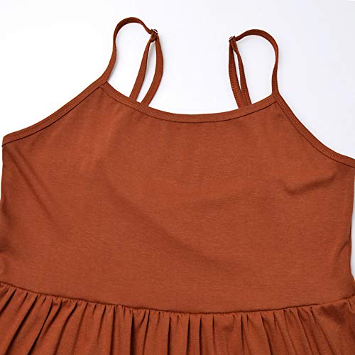 Ginkana Maternity Summer Tunic Dress Adjustable Strappy Casual Loose Flowy Swing Shift Dresses,Caramel,M #TOP2
