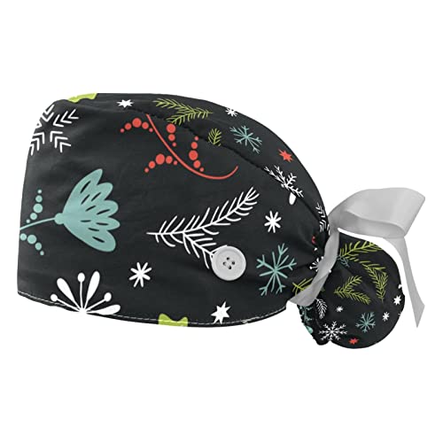 Chapeaux de travail motif floral de Noël JDEZ pour hommes et femmes - Lot de 2