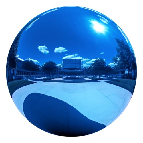 12 Inch Stainless Steel Gazing Ball, Blue Mirror Sphere for Garden Décor