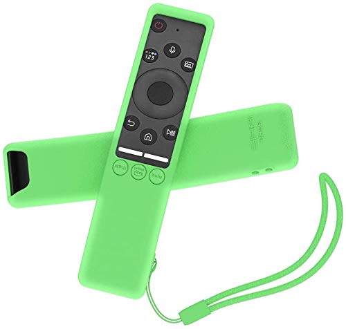 Image of Oboe Sikai Silicone Case Compatible with Samsung BN59-01312A QLED 8K 4K Smart TV Remote Shockproof Protective Remote Cover Skin-Friendly Anti-Slip Anti-Lost with Remote Loop (B-Glow in Dark Green)