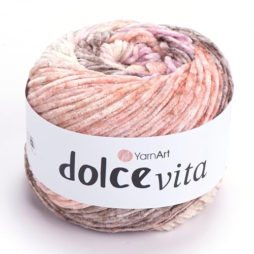 Fil YarnArt Dolce Vita – 100 % polyester micro, fil chenille doux pour tricot et crochet, 150 g, 260 m, épaisseur moyenne, idéal pour les peluches, couvertures et projets confortables (3409)