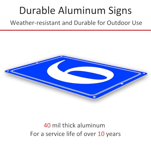 Image of Premium Aluminum Number Signs 9, Metal 12 inch X 8 inch Blue Numbered Signs Outdoor for Parking Lots, Floor, Dock, Court, Aisle, Field, High Visibility, No Fade, Weather-resistant
