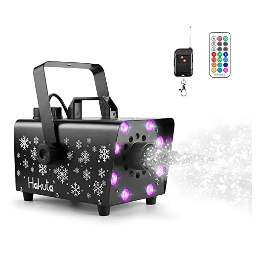 Snow Machine, Hakuta 800W Snow Machine with 8 LED RGB Lights, 13 LED Lighting Colors and 2 Remotes, Perfect for Christmas, Halloween, Valentine's Day, Wedding, Parties and DJ Stage