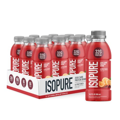 Image of Isopure Zero Carb 32g Clear Protein Ready-to-Drink, Whey Protein Isolate, Alpine Punch, 12 Pack (Packaging May Vary)