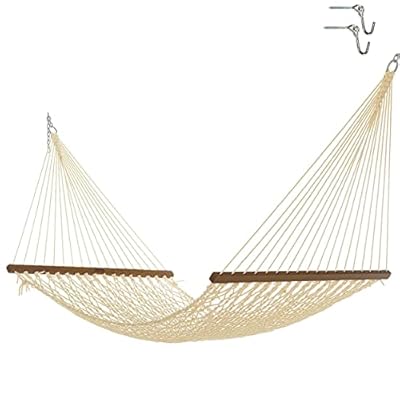 Nags Head Hammocks NH11OT Single Oatmeal Duracord Rope Hammock with Free Extension Chains & Tree Hooks, Handcrafted in The USA, Accommodates 1 Person, 450 LB Weight Capacity, 12 ft. x 49 in. 4131thWpU3L. SS400