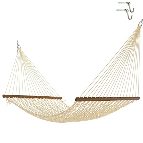 Nags-Head-Hammocks-NH11OT-Single-Oatmeal-Duracord-Rope-Hammock-with-Free-Extension-Chains-Tree-Hooks-Handcrafted-in-The-USA-Accommodates-1-Person-450-LB-Weight-Capacity-12-ft-x-49-in 4131thWpU3L