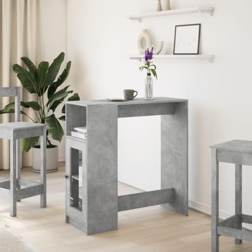 vidaXL Mesa de bar, mesa alta con estante, mesa de mesa para cocina, salón, comedor, mesa de cocina, mesa de salón, mesa de bistró, gris hormigón - imagen 2