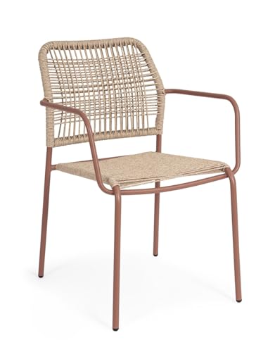 Bizzotto Silla con reposabrazos JABLE Coral, aluminio, trenzado de fibra sintética