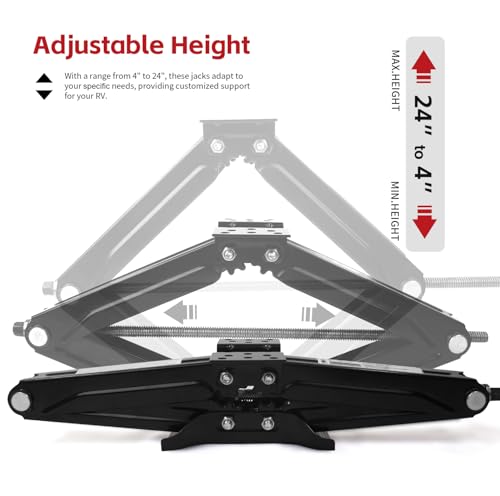 Image of MaxxHaul RV Stabilizer Leveling Scissor Jacks 4-24 Inch Height 9500 lb Capacity Each Speed Crank Handle Alloy Steel Set of 2 (50971)