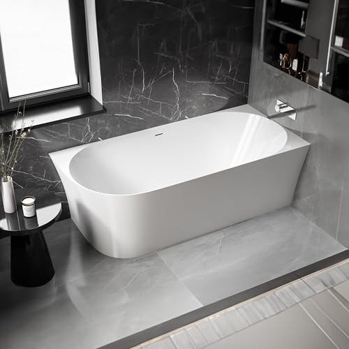 BERNSTEIN - Baignoire d'angle semi-îlot Blanc brillant...