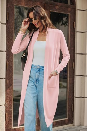 Image of GRACE KARIN Essential Solid Open Front Maxi Long Knitted Cardigan Sweater for Women