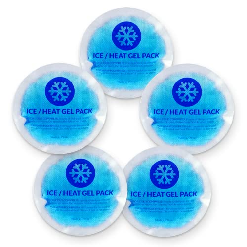 Image of EverOne Round Reusable Gel Ice Pack with Cloth Backing for Hot & Cold Therapeutic Use, First Aid, Injuries, Breastfeeding, 5 Count