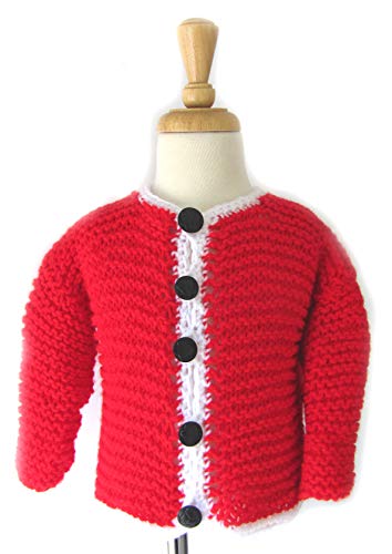 KSS Handmade Bright Red Toddler Unisex Sweater/Cardigan & Hat (2-3 Years)2