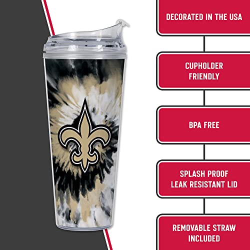 Image of Rico Industries NFL Football Glitter 24oz Acrylic Glitter Tumbler with Hinged Lid, Officially Licensed Double Wall Tumbler with Straw