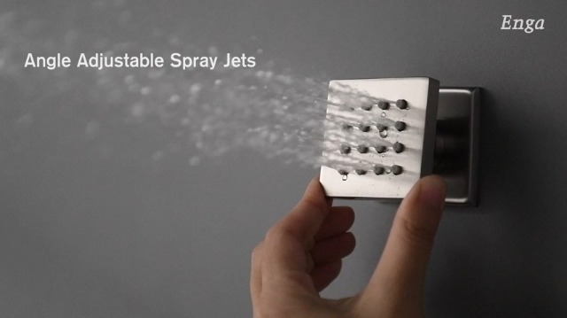 Enga Brushed Gold Rain Shower System with Body Jets, 12 inch Rain Shower Body Spray Jets System Wall Mounted Shower Faucet Set with 3-Function Brass Shower Valve