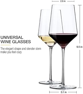 OJA White Wine Glasses Set of 4- Modern Crystal Hand Blown Wine Glass-15 oz,Thin Rim,Long Stem,Perfect for Red or White,Daily Use,Unique Wedding Anniversary or Birthday Gift