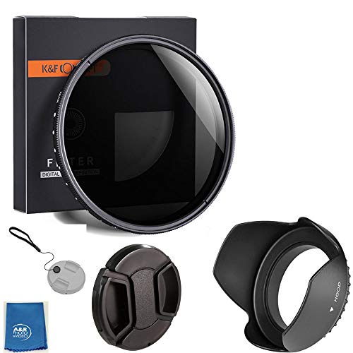 Filtro variável Fader ND2-400 da K&F Concept 49 mm para Canon EF 50 mm f/1.8 STM e lente de 15-45 mm