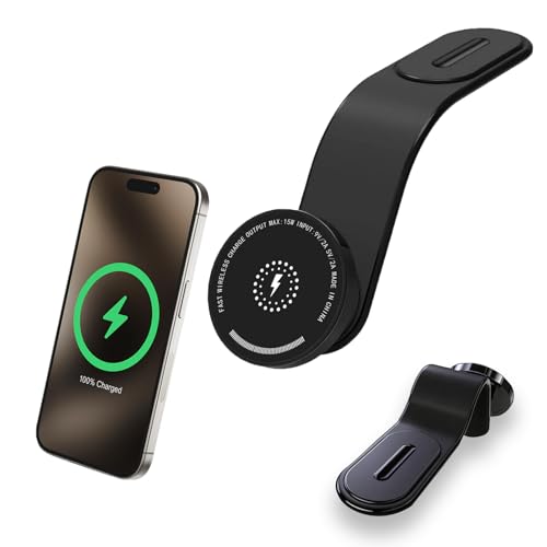 MagSafe Car Mount Charger, 15W Fast Magnetic Wireless Car Charger, Magnetic Phone Holder with...