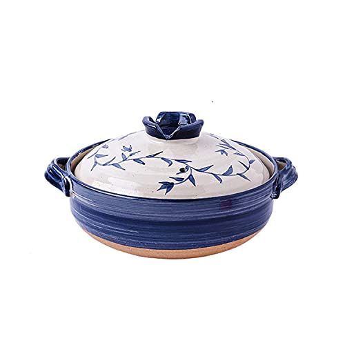 Cacerola de arcilla tradicional japonesa, olla caliente familiar, cacerola de cerámica con aislamiento redondo, olla para cocinar al vapor a fuego lento, olla de cocción lenta, 0,8 L