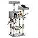 Feandrea Cat Tree, 56.3-Inch Cat Tower, Multi-Level Plush Condo with 11 Scratching Posts, 2 Perches, Hammock, Cave, Light Gray UPCT15W