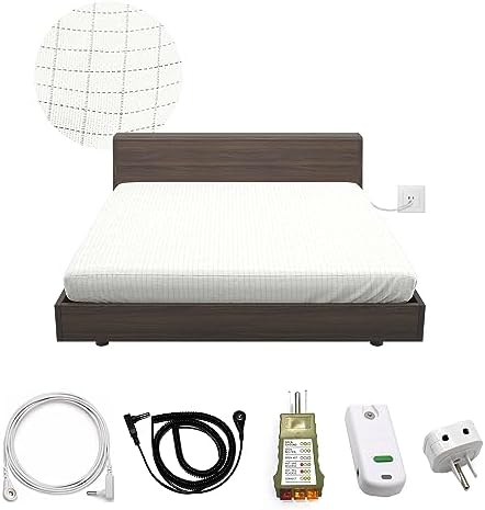 Grounding Mat For Bed Grounding Fitted Sheet, Earthing Sheets Super King Size With 15ft UK Cord - View #2