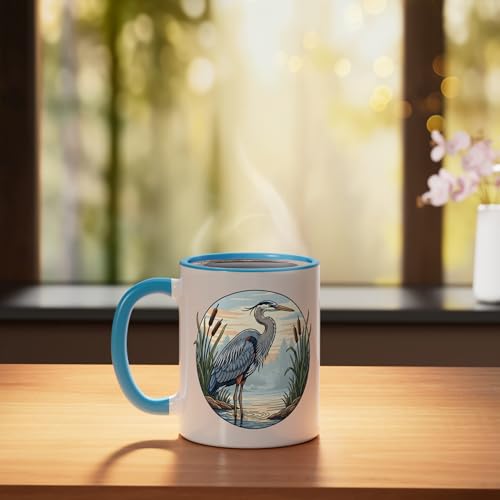 Taza de cerámica para observadores de aves Blue Heron miniatura 3