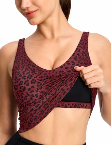 Image of THE GYM PEOPLE Womens' Sports Bra Longline Wirefree Padded with Medium Support