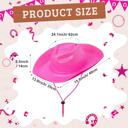 Image of Shyyween 24pcs Sparkly Western Cowgirl Hats for Adult Bulk Glitter Cowboy Hat Adjustable for Men Women Bachelor Western Party
