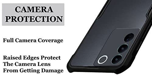 Image of A rtistque Clear Hard Transparent Acrylic Armor Anti-Drop Shockproof TPU Edge Back Cover Case for Vivo V27 Pro - Black