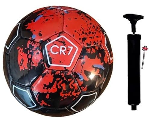 MS 10 Hand-Stitched Cr7 Football Size 5 – Red | Includes 1 Football & 1 Pump | Practice Ball for Men & Women | Suitable for All Ages | Soccer & American Football-image-12
