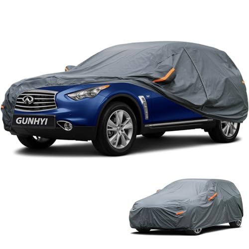 Image of GUNHYI Premium Car Cover Custom Fit Infiniti QX70, 16 Layers Heavy Duty Car Cover Waterproof All Weather with Zipper Door for Sun Rain Snow Dust Uv Protection