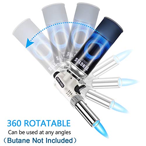 Kitchen Butane Blow Torch Lighter - Culinary Torch Chef Cooking Torches Professional Adjustable Flame with Reverse Use for Creme, Brulee, BBQ, Baking, Jewelry by TENGYES, Butane Not Included