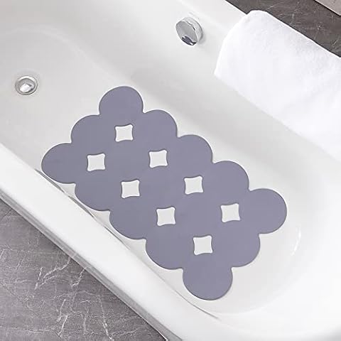 Webos Patented Non Slip Bathtub Mat Shower Mat Bath Mat Tub Mats with Strong Suction Cups Soft Natural Rubber Bath Mat for Inside The tub (Circle-Grey, 28x16 inch) Cover