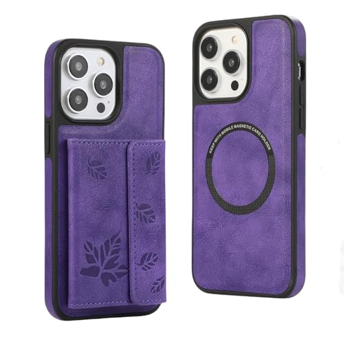 Étui magnétique 2 en 1 iPhone 14 Pro et 15 amovible en cuir violet