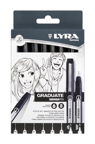 LYRA Graduate Mangapen etui 8 stylos pointes assorties dessin manga