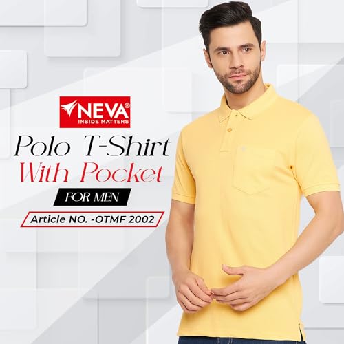 Image of NEVA Men's Regular Fit Half Sleeve Polo Neck T-Shirt with Chest Pocket