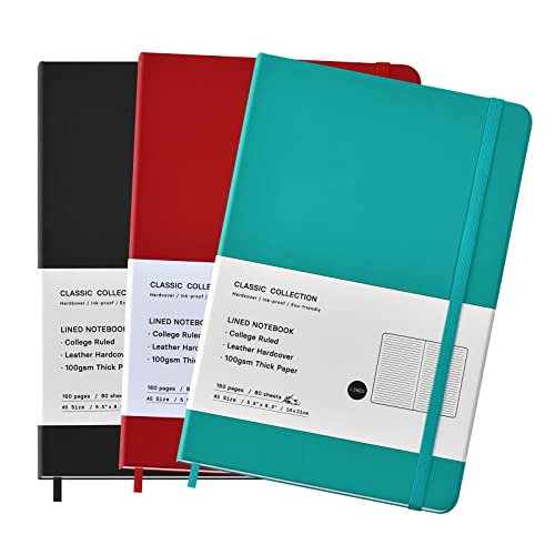 Carnet de notes A5 anti-bavure papier épais 100g lot de 3 cahiers rigides