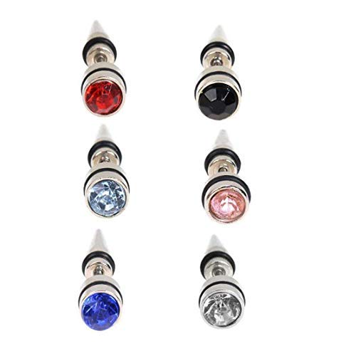 MEENAZ Piercing Men Silver Multicolor Studs Magnet Combo Hoop Salman Earings Ear rings Earrings For Men Boys Gents Girls Boyfriend Girlfriend - BALI-M9204 (6 PCS)