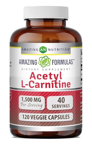 Amazing Formulas Acetyl L-Carnitine | 1500 per Serving Supplement | Vegetarian Capsules | Non-GMO | Gluten-Free | Made in USA (1 Pack | 120 Count)