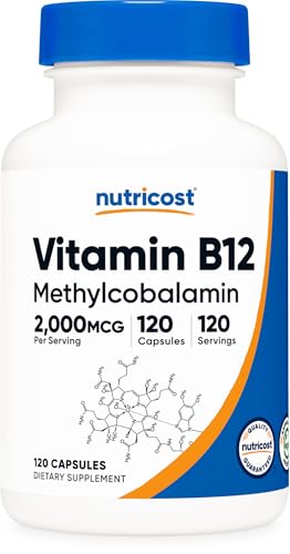 Nutricost Vitamin B12 (Methylcobalamin) 2000mcg 120 Capsules Gluten Free
