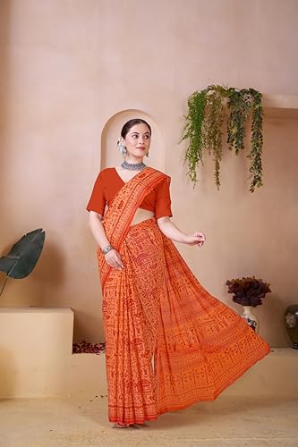 Image of TAMAIRA FASHION Off White Mulmul Pure Cotton Saree For Woman Warli Printed|Office Wear Daily Wear Sarees For Women Without Blouse Piece (Available in 21 Colours)